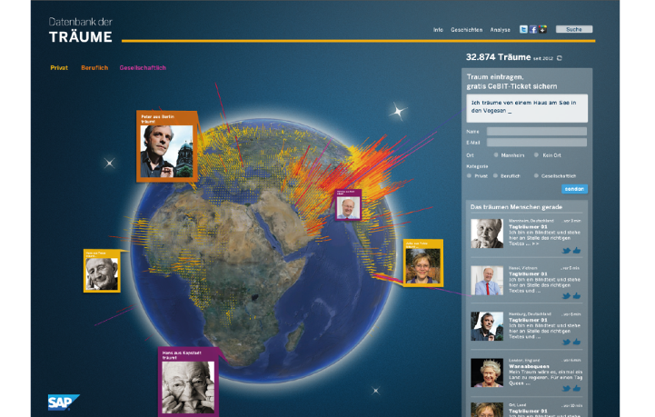 Database of Dreams auf der CeBIT. Interaktives 3D Modell programmiert mit Three.js.